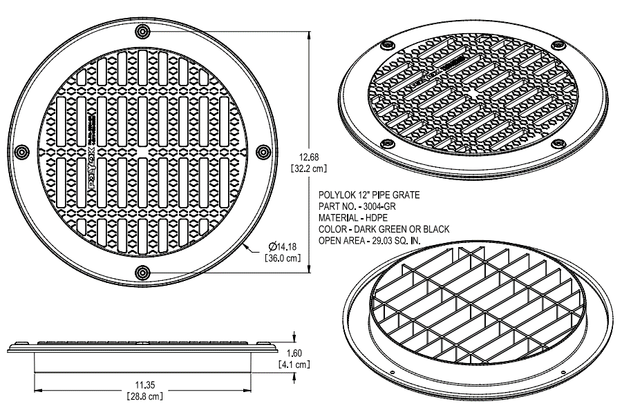 Grille ronde pour tuyau ondulé POLYLOK