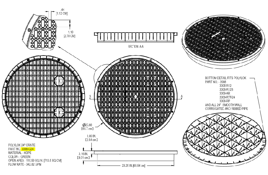 Grille ronde et robuste 24" POLYLOK