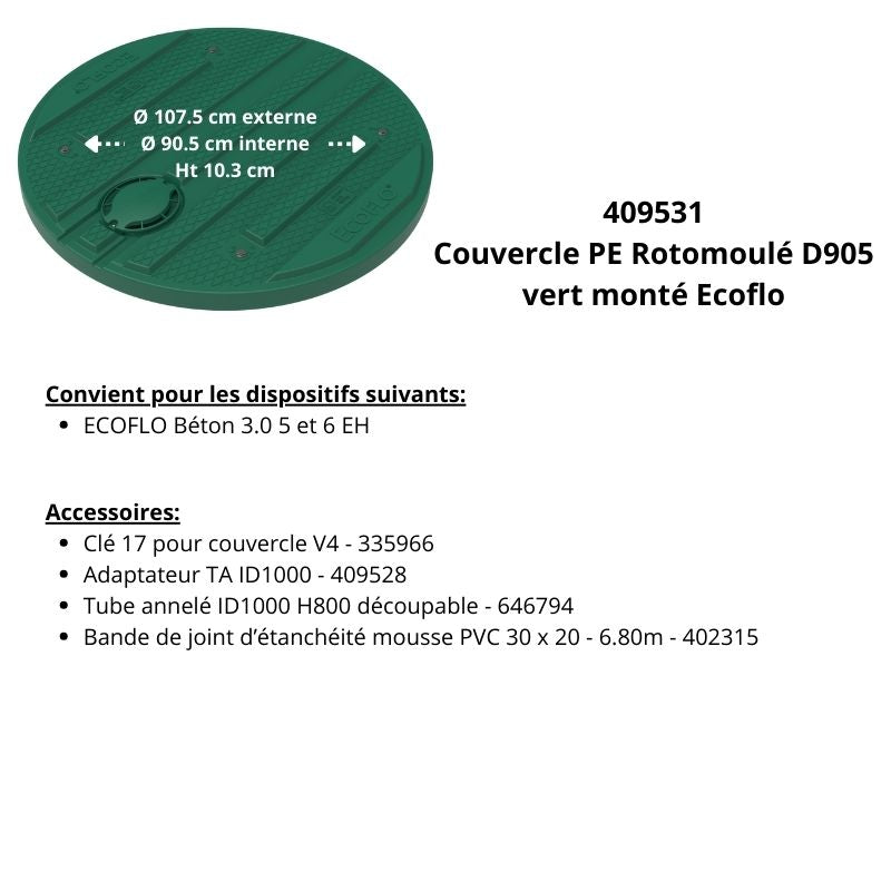 Couvercle de filtre pour filière ECOFLO BETON 3.0